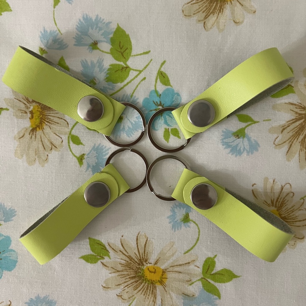 Handmade Genuine Lime Green Leather Keychains